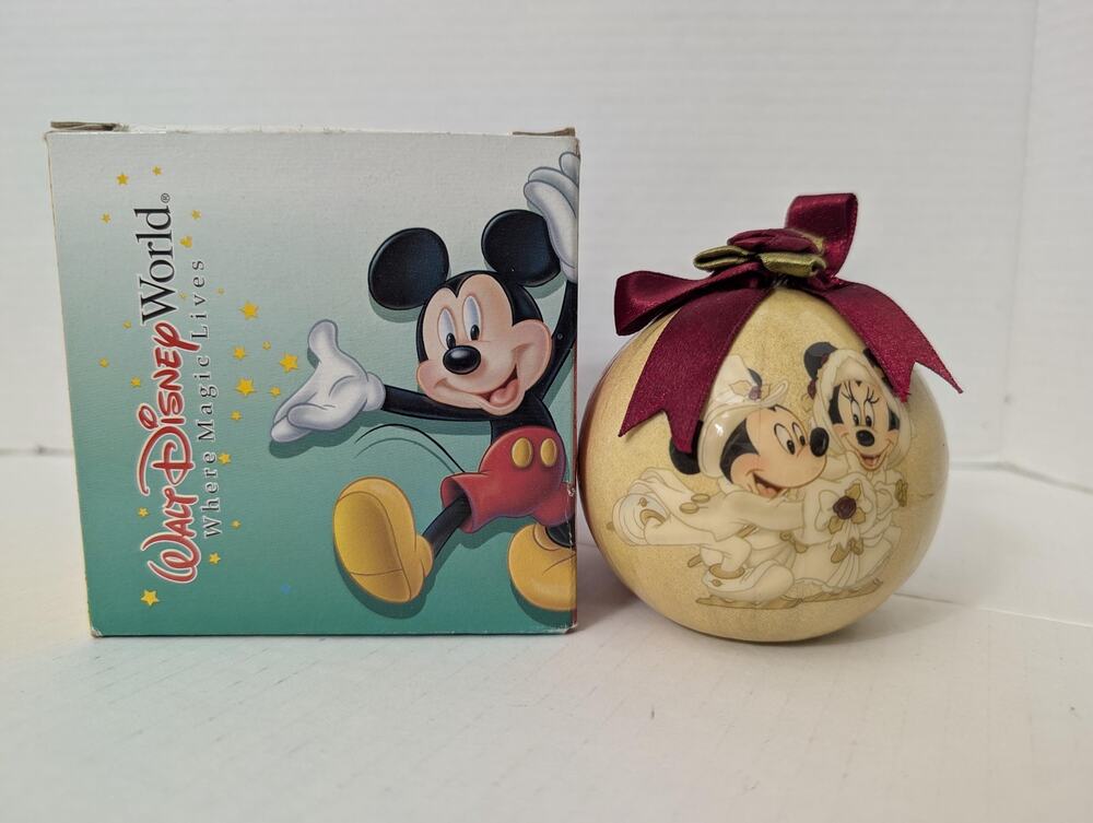 Vintage Disney Mickey and Minnie Wedding Ball Ornament